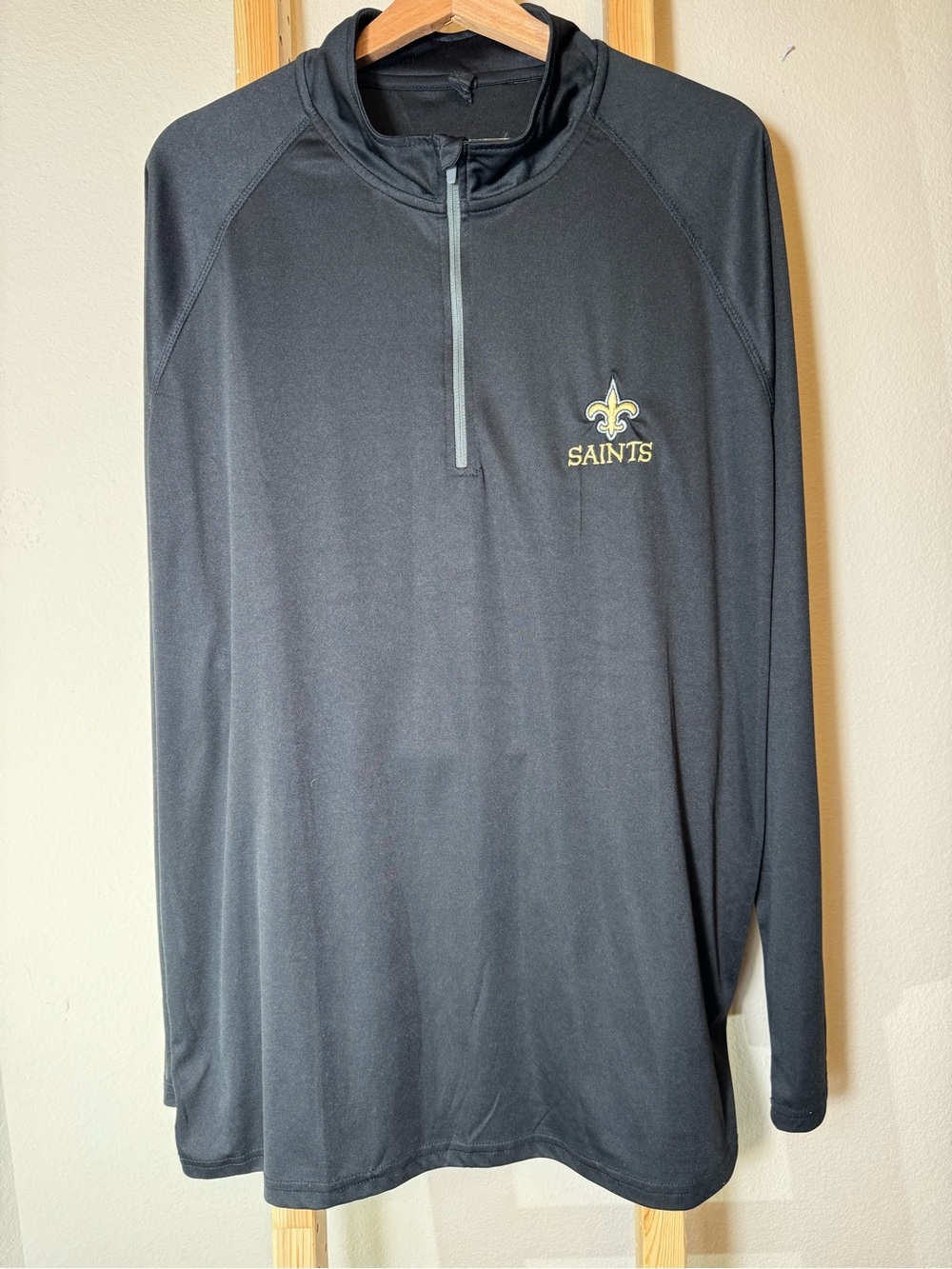 New Orleans Saints Black Quarter-Zip Long Sleeve Pullover